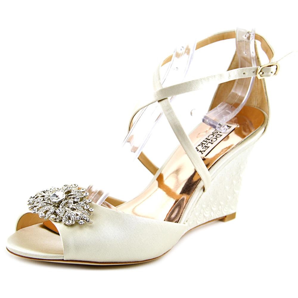 Badgley Mischka Cream Satin Wedge